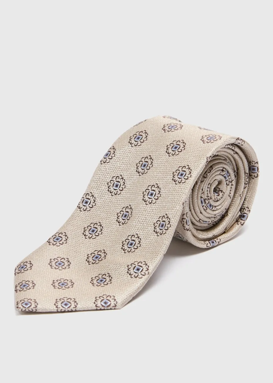 Taylor & Wright Beige Geometric Wide Scale Tie