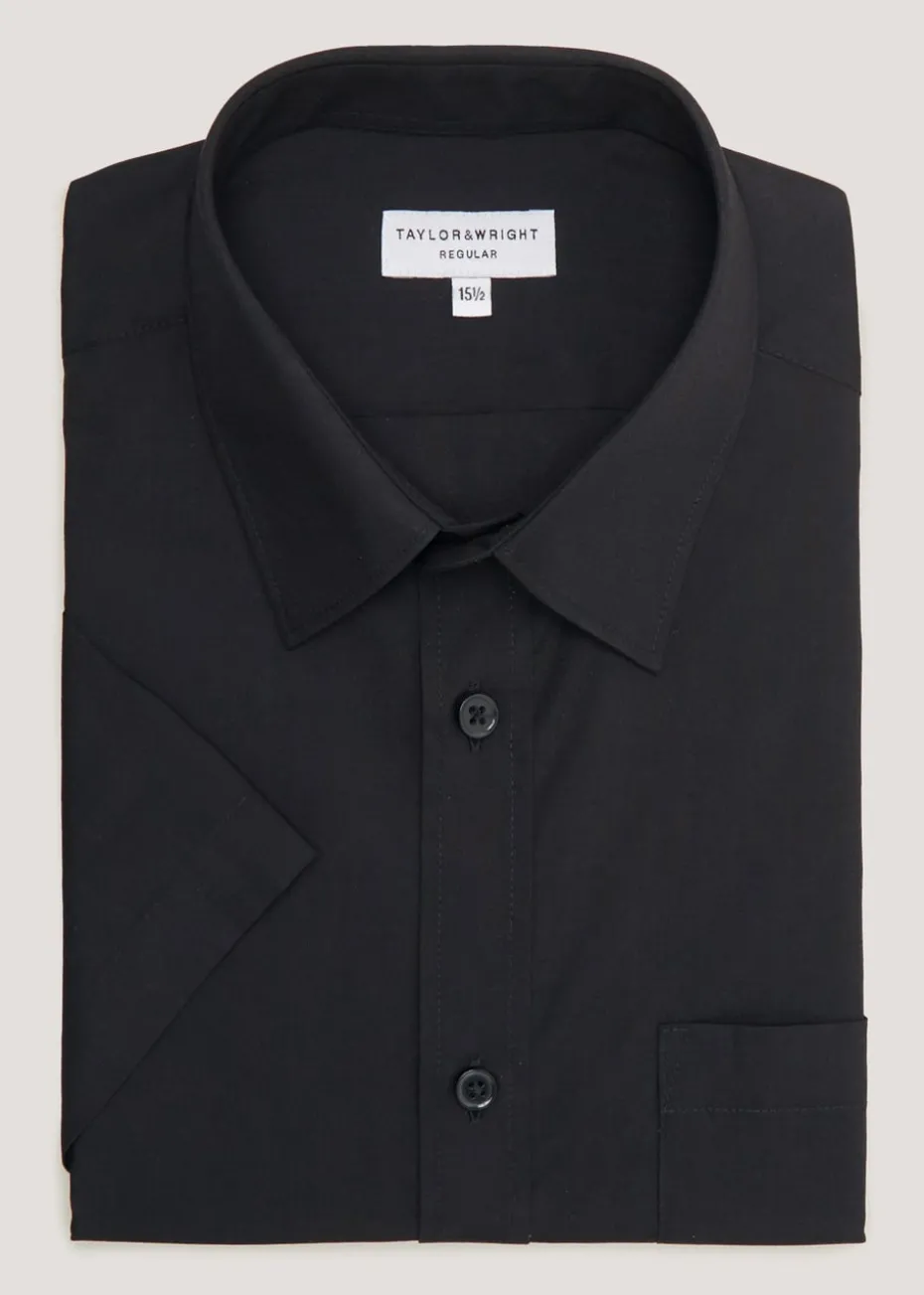 Taylor & Wright Black Easy Care Short Sleeve Shirt