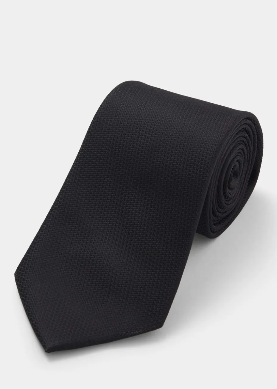 Taylor & Wright Black Plain Skinny Tie