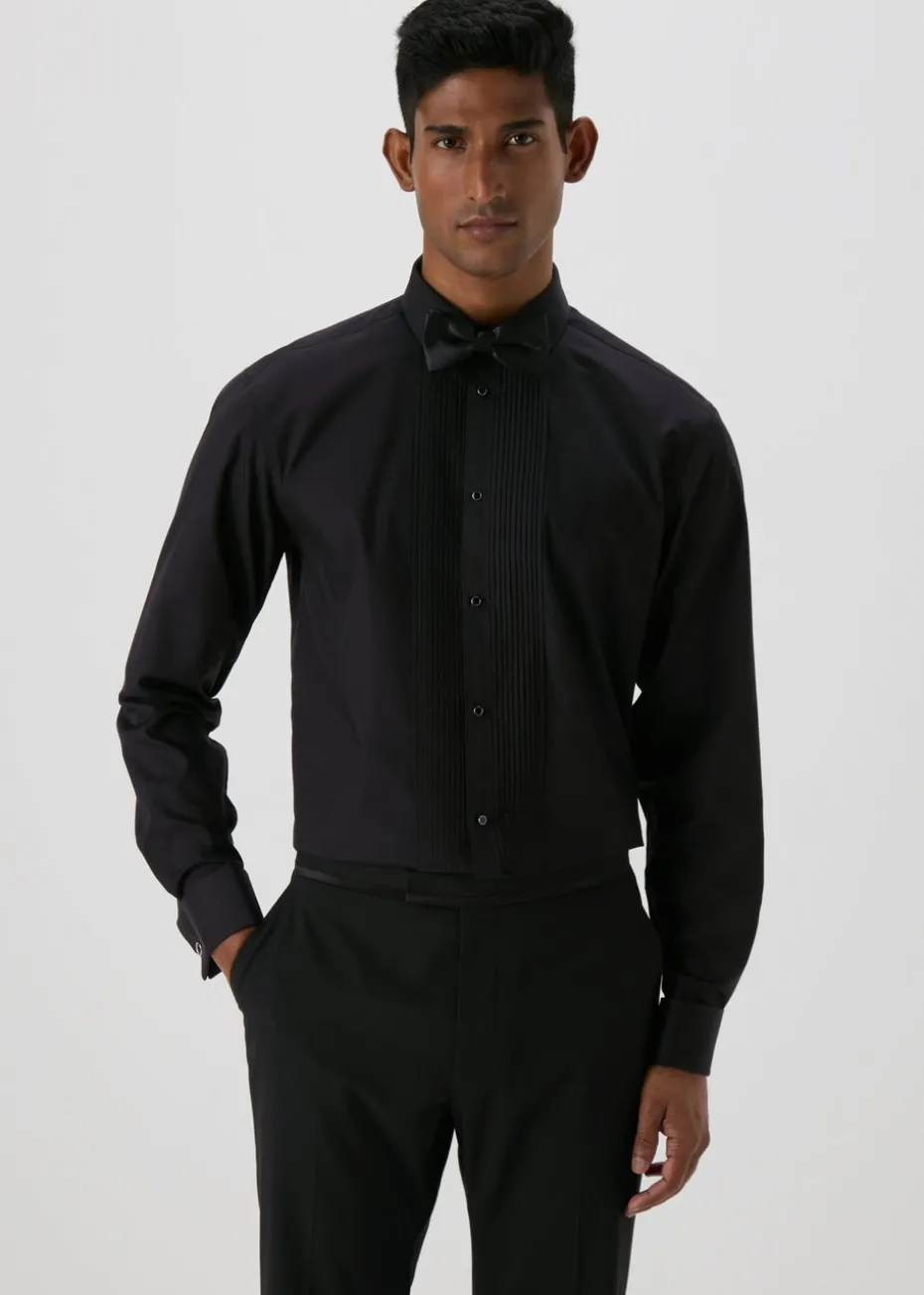 Taylor & Wright Black Regular Fit Tuxedo Shirt & Bow Tie Set