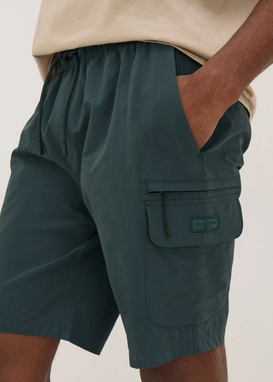 Teal Tech Drawcord Cargo Shorts