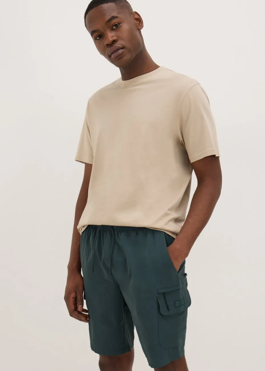 Teal Tech Drawcord Cargo Shorts