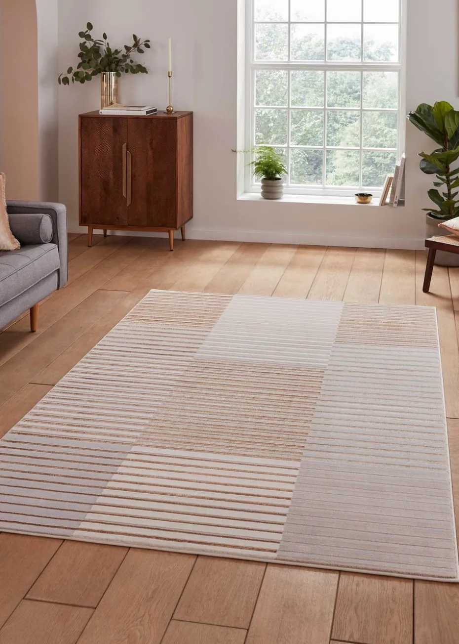 Think Rugs Apollo Bronze Modern Linear Rug