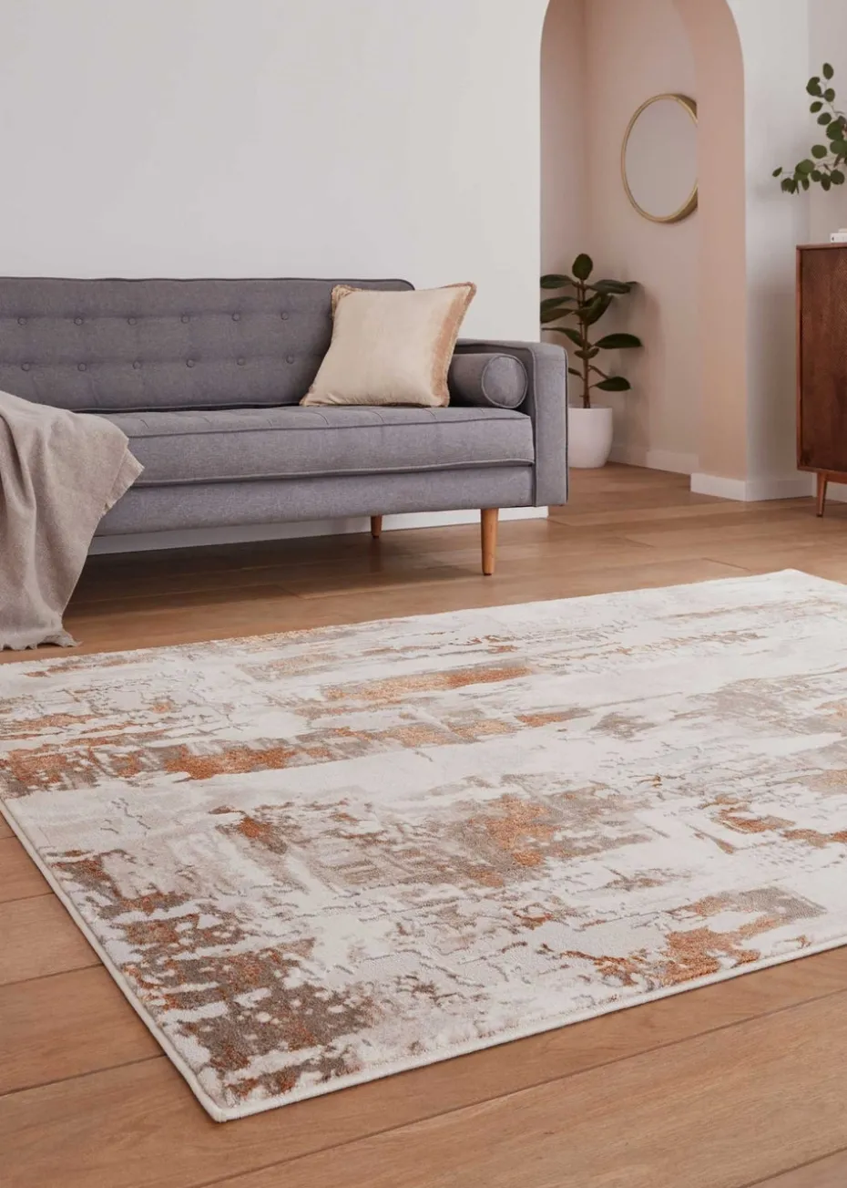 Think Rugs Apollo Bronze/Grey Modern Abstract Rectangle Rug