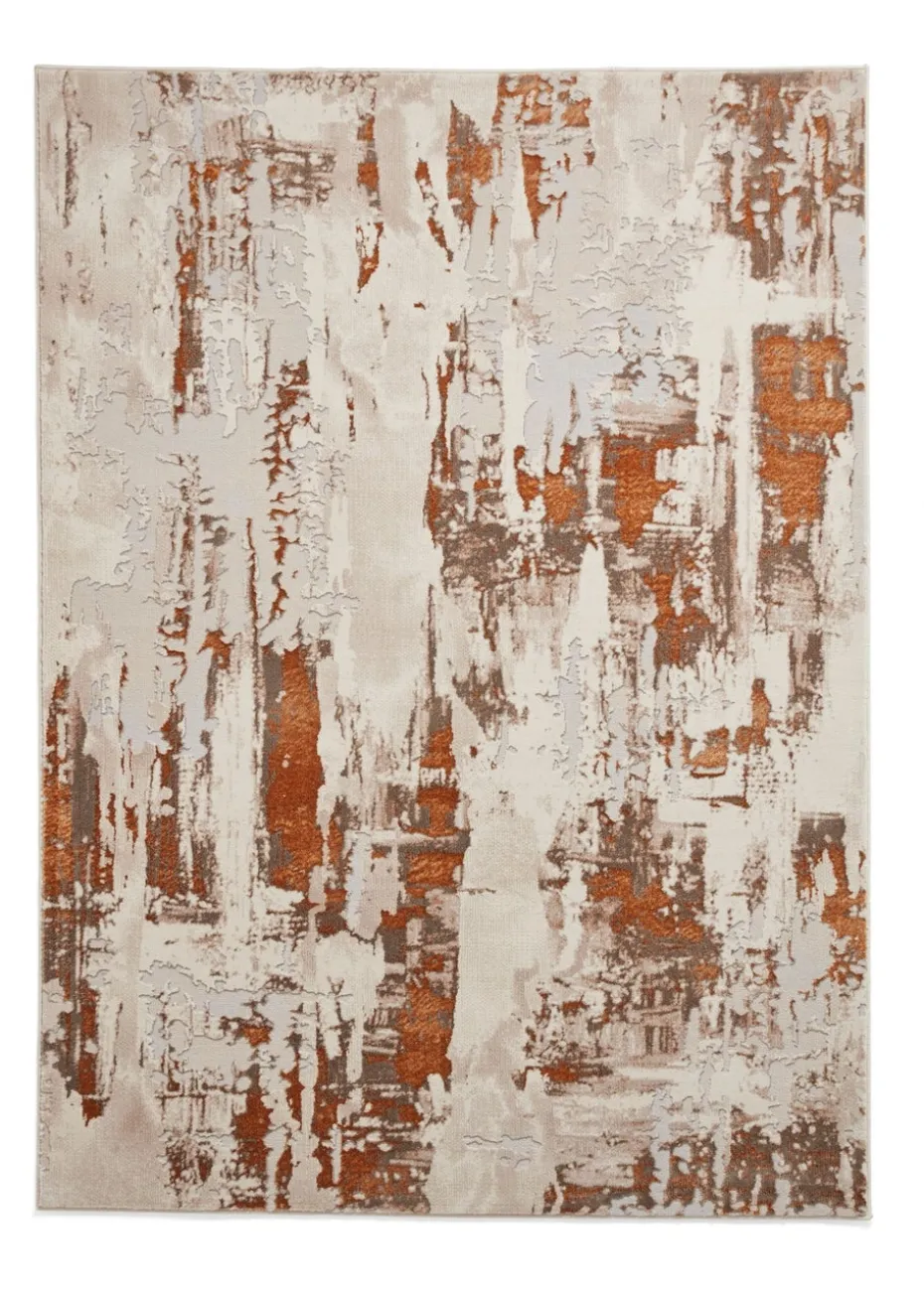 Think Rugs Apollo Bronze/Grey Modern Abstract Rectangle Rug