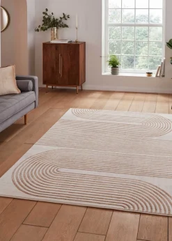 Think Rugs Apollo Bronze/Grey Modern Linear Rectangle Rug