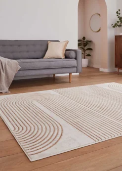 Think Rugs Apollo Bronze/Grey Modern Linear Rectangle Rug