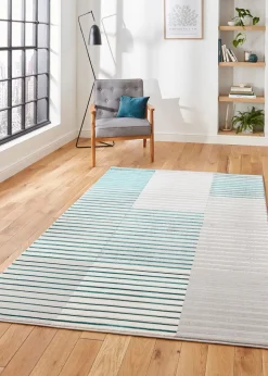 Think Rugs Apollo Green Modern Linear Rug
