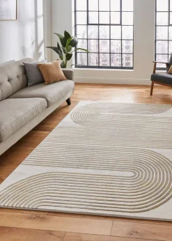 Think Rugs Apollo Grey/Gold Modern Linear Rectangle Rug