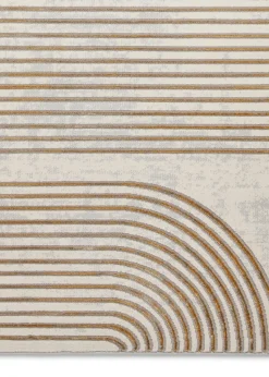 Think Rugs Apollo Grey/Gold Modern Linear Rectangle Rug