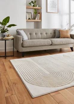 Think Rugs Apollo Grey/Gold Modern Linear Rectangle Rug