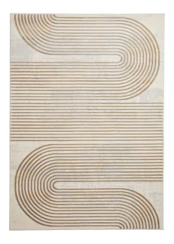 Think Rugs Apollo Grey/Gold Modern Linear Rectangle Rug