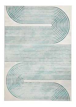 Think Rugs Apollo Grey/Green Modern Linear Rectangle Rug