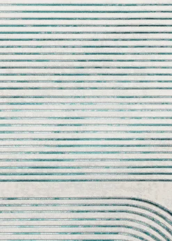 Think Rugs Apollo Grey/Green Modern Linear Rectangle Rug