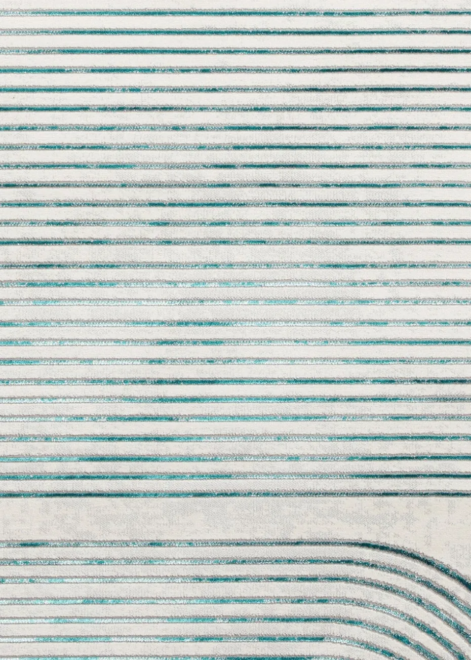 Think Rugs Apollo Grey/Green Modern Linear Rectangle Rug