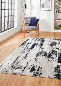 Think Rugs Apollo Grey/Navy Modern Abstract Rectangle Rug