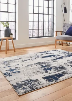 Think Rugs Apollo Grey/Navy Modern Abstract Rectangle Rug