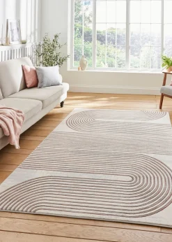 Think Rugs Apollo Grey/Rose Modern Linear Rectangle Rug