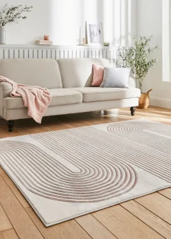 Think Rugs Apollo Grey/Rose Modern Linear Rectangle Rug