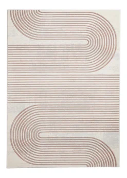 Think Rugs Apollo Grey/Rose Modern Linear Rectangle Rug