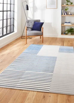 Think Rugs Apollo Navy Modern Linear Rug