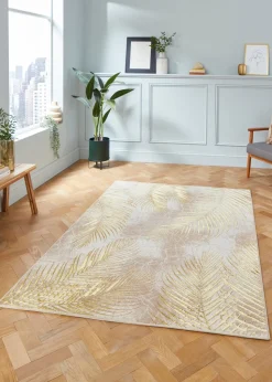 Think Rugs Creation Gold Botanical Rug