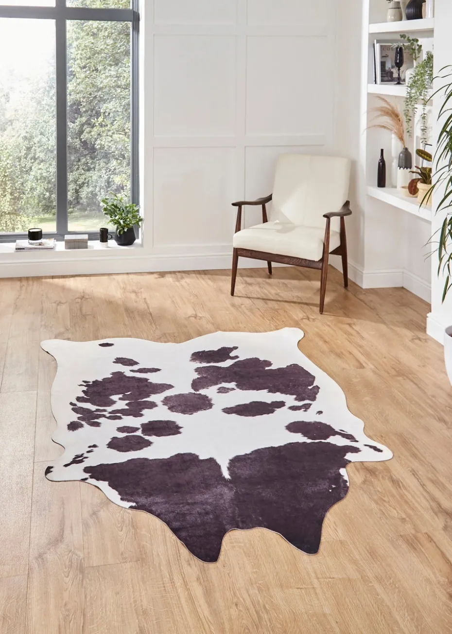 Think Rugs Faux Cow Print Black/White Rug