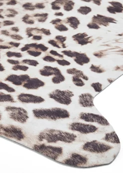 Think Rugs Faux Leopard Print Beige Animal Print Rug