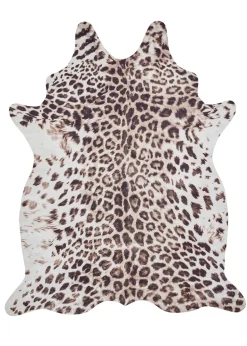 Think Rugs Faux Leopard Print Beige Animal Print Rug