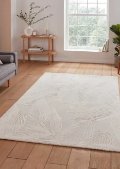 Think Rugs Flores Beige Botanical Washable Rug