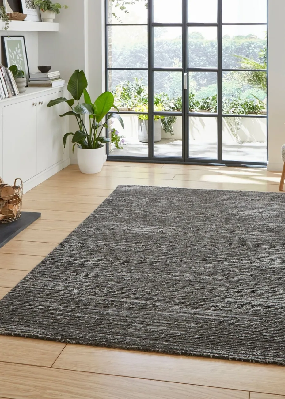 Think Rugs Flores Charcoal Modern Rectangle Rug