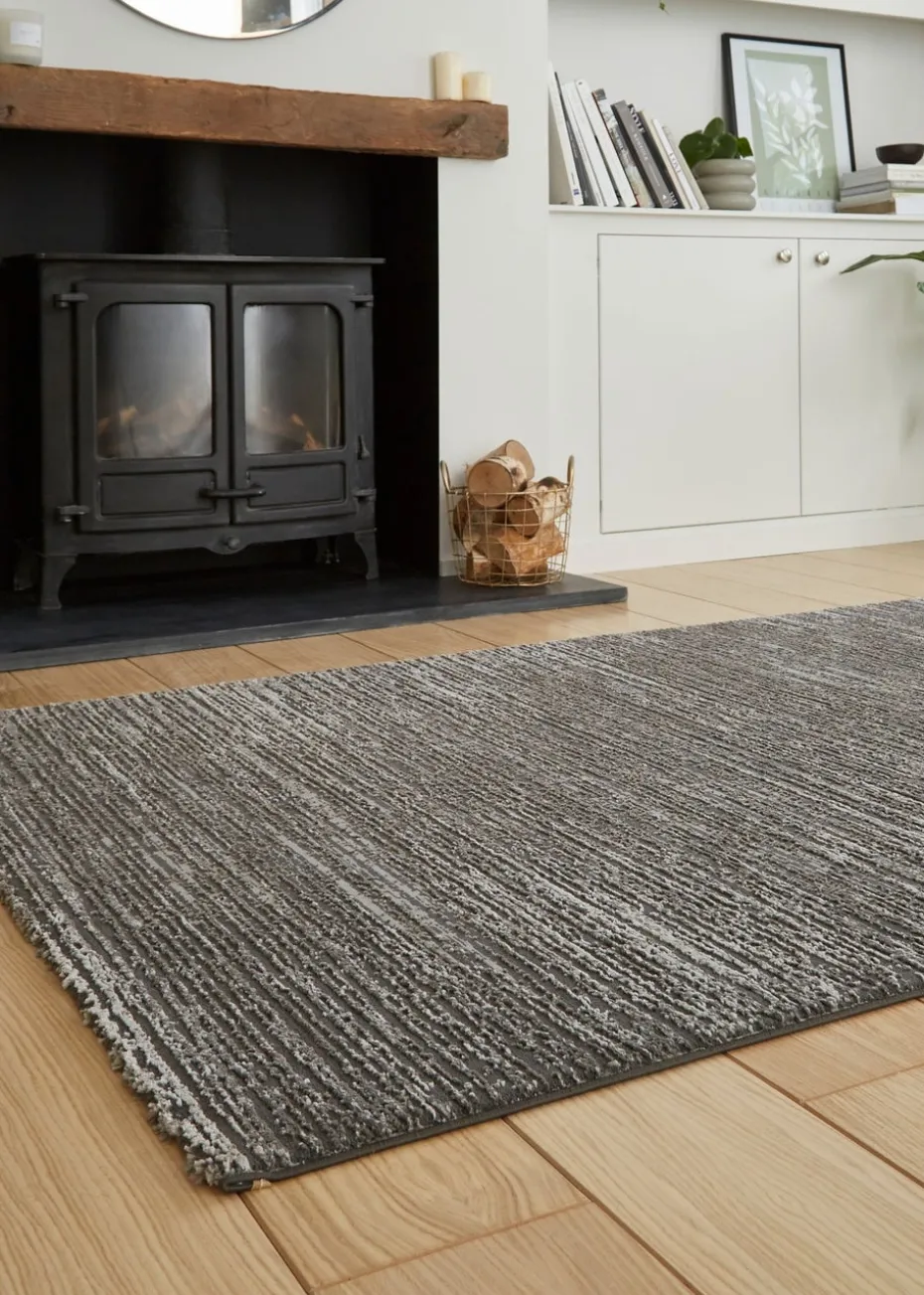 Think Rugs Flores Charcoal Modern Rectangle Rug