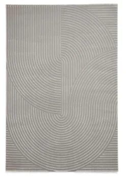 Think Rugs Flores Grey Modern Rectangle Rug