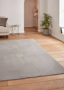 Think Rugs Flores Grey Modern Rectangle Rug