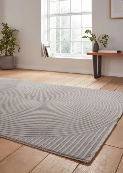 Think Rugs Flores Grey Modern Rectangle Rug