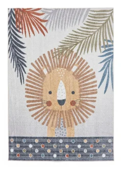 Think Rugs Grey Vida Kids Lion Washable Rug