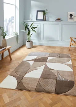 Think Rugs Matrix Beige Modern Geometric Rug