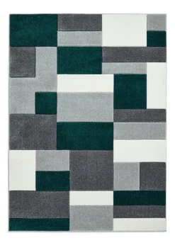 Think Rugs Matrix Green Geometric Rug