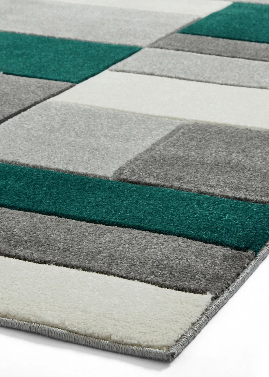 Think Rugs Matrix Green Geometric Rug