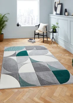 Think Rugs Matrix Green Modern Geometric Rug