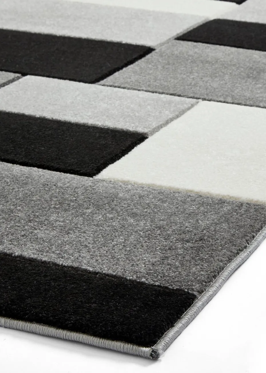 Think Rugs Matrix Grey/ Black Geometric Rug