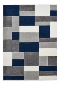Think Rugs Matrix Navy Geometric Rug