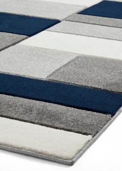 Think Rugs Matrix Navy Geometric Rug