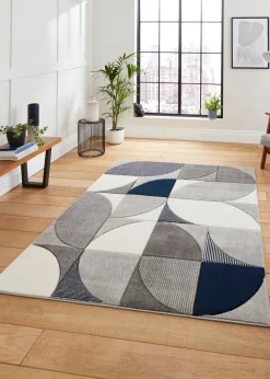 Think Rugs Matrix Navy Modern Geometric Rug