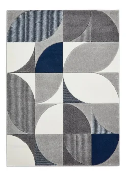 Think Rugs Matrix Navy Modern Geometric Rug