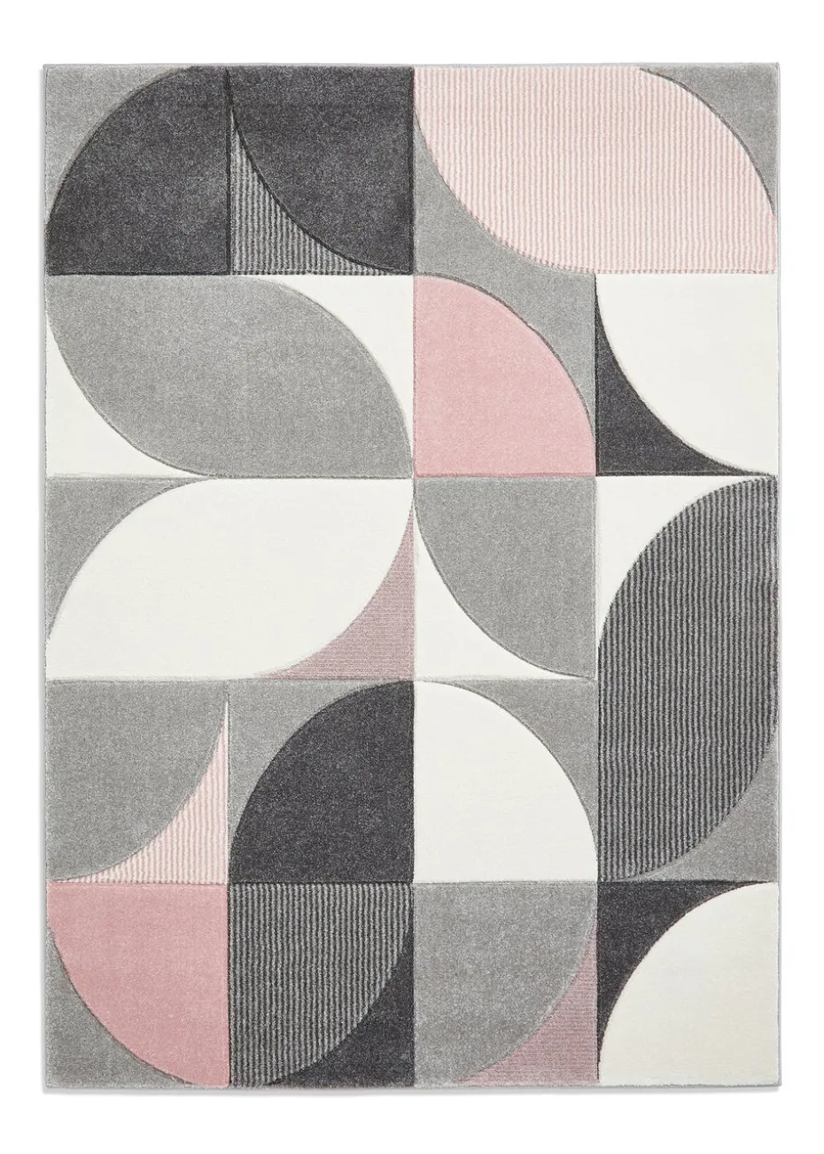 Think Rugs Matrix Pink Modern Geometric Rug