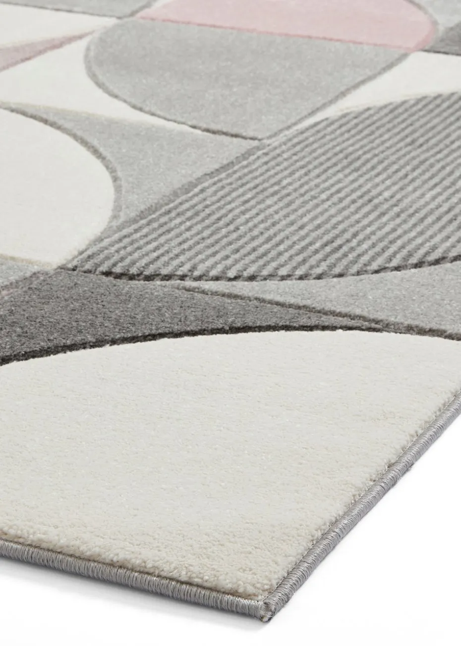 Think Rugs Matrix Pink Modern Geometric Rug