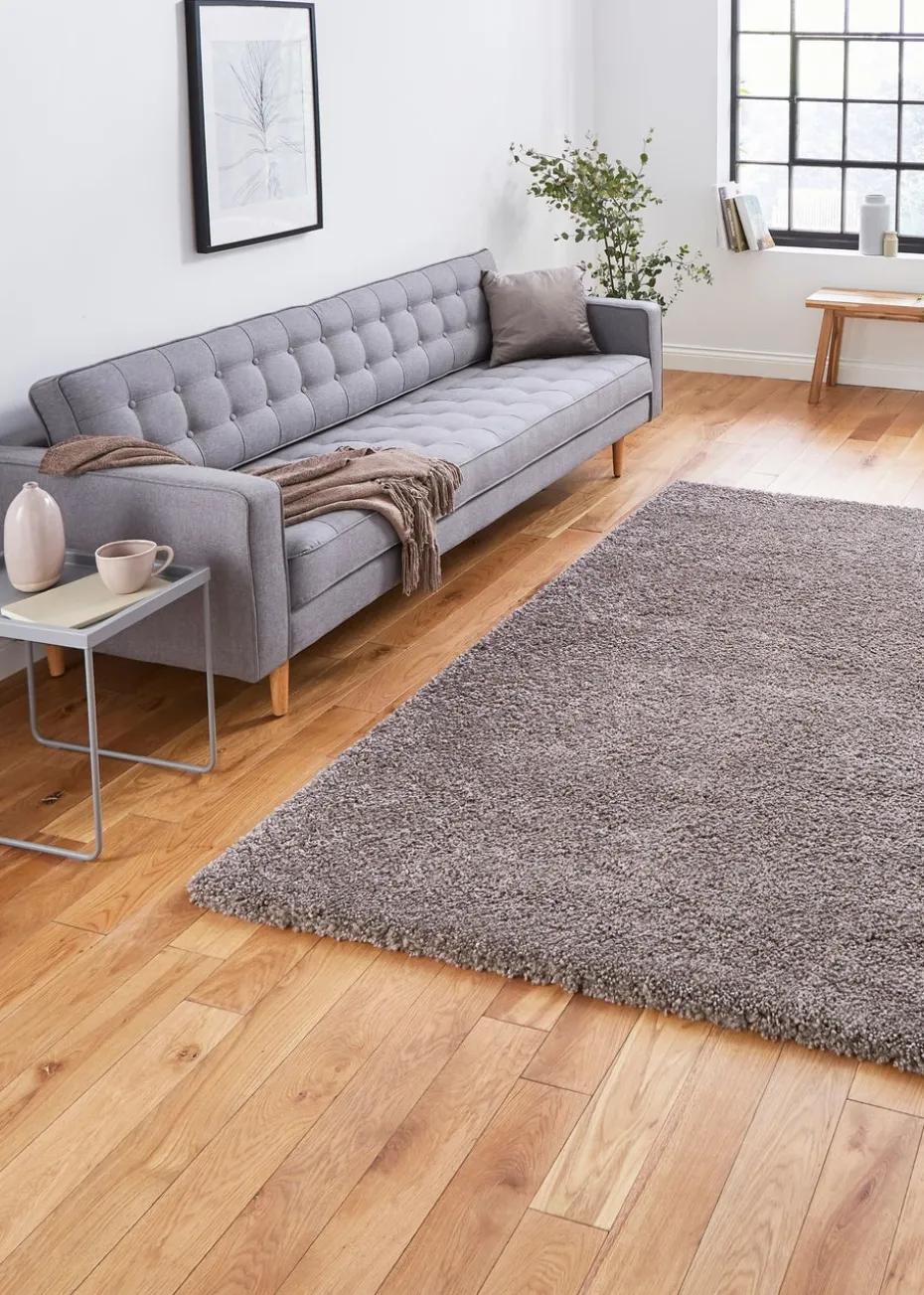 Think Rugs Sierra Beige Plain Shaggy Rectangle Rug