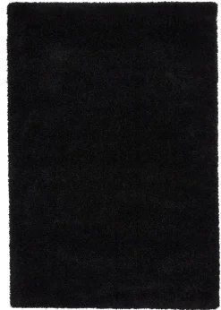 Think Rugs Sierra Black Plain Shaggy Rectangle Rug
