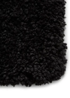 Think Rugs Sierra Black Plain Shaggy Rectangle Rug